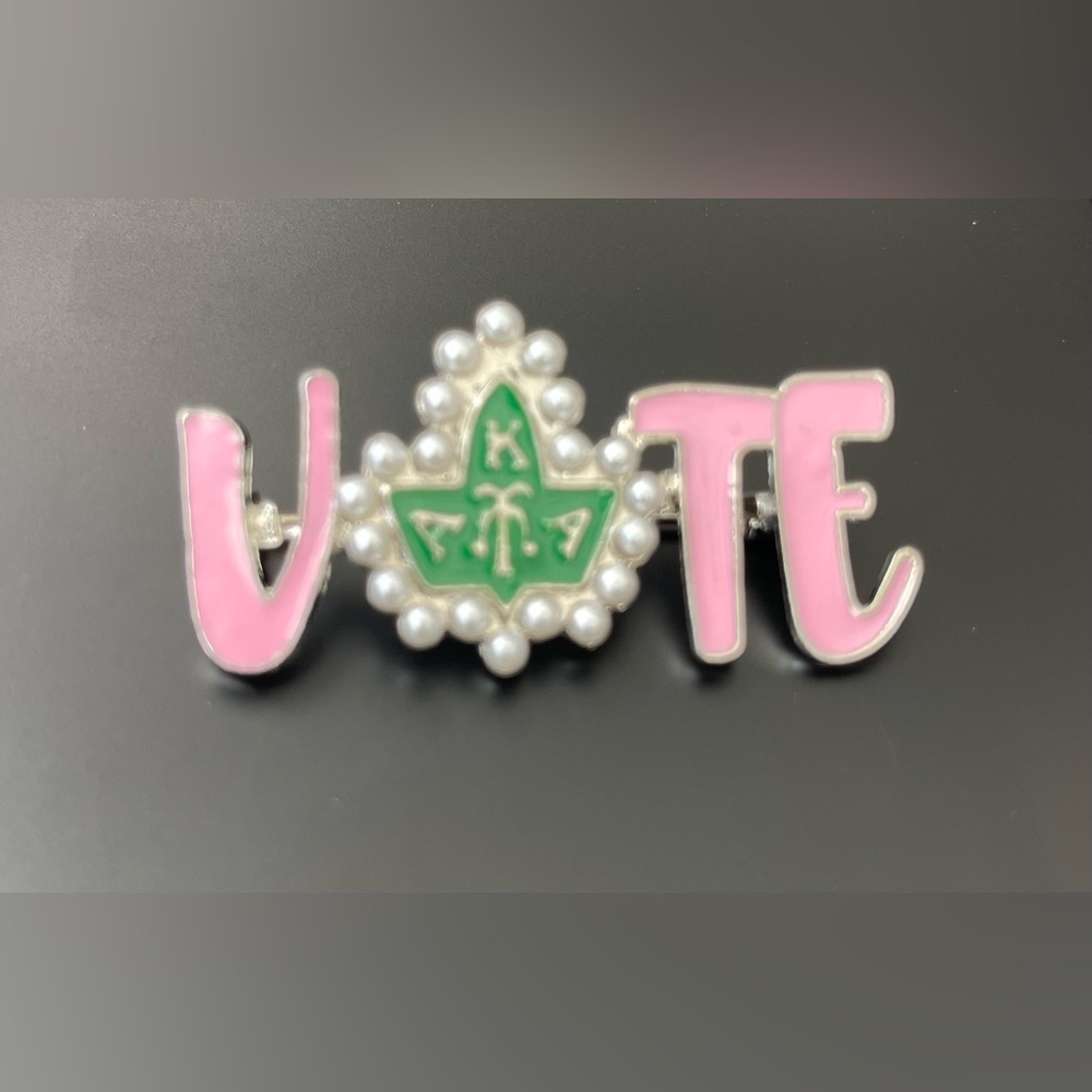 “Vote” Pin Brooch For ALPHA KAPPA ALPHA Sorority- Long straight pin back